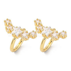 Rack Plating Star Brass Micro Pave Clear Cubic Zirconia Cuff Earrings&nbsp;EJEW-H147-16G