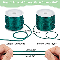 12 Rolls 12 Styles Nylon Satin Rattail Cords&nbsp;NWIR-HY0001-02A