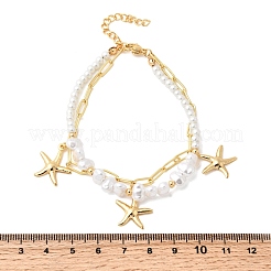 304 Stainless Steel Starfish Charm Bracelets for Women&nbsp;BJEW-F520-06G