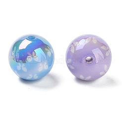 Printed & UV Plating Rainbow Iridescent Acrylic Beads&nbsp;OACR-O008-01