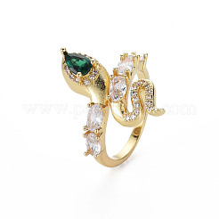 Green Cubic Zirconia Snake Wrap Cuff Ring&nbsp;RJEW-N035-074-NF
