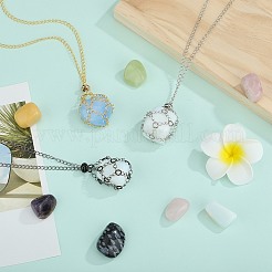 3Pcs 3 Style Brass Braided Macrame Pouch Empty Stone Holder for Pendant Necklaces Making&nbsp;NJEW-SZ0001-63