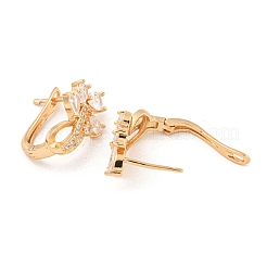 Brass Micro Pave Clear Cubic Zirconia Hoop Earrings&nbsp;EJEW-A107-09A-KCG
