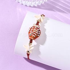 Handmade Porcelain & Synthetic Turquoise Adjustable Beaded Bracelets for Women&nbsp;BJEW-JB13972