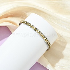 2Pcs 2 Colors Brass Crystal Rhinestone and 201 Stainless Steel Hinged Cuff Bangle Sets&nbsp;BJEW-JB14320