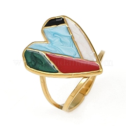 Heart 304 Stainless Steel Enamel Finger Rings for Women&nbsp;RJEW-G355-02G