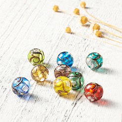Handmade Gold Sand Lampwork Beads&nbsp;LAMP-TAC0001-01E