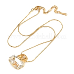 304 Stainless Steel Pave Clear Cubic Zirconia Handbag Pendant Necklaces for Women&nbsp;NJEW-V008-02G