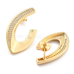 Brass Pave Clear Cubic Zirconia Stud Earrings&nbsp;EJEW-U005-03G