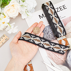 7M Polyester Jacquard Flower Ribbon&nbsp;OCOR-WH0088-86