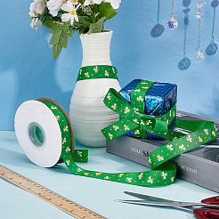 Saint Patrick's Day Polyester Shamrock Printed Grosgrain Ribbons&nbsp;SRIB-WH0011-304A