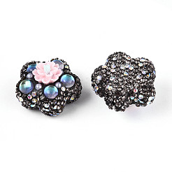 Flower Shape Polymer Clay Rhinestone Beads&nbsp;CLAY-U023-01H