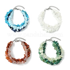 Natural & Synthetic Mixed Gemstone Chips Beaded Multi-strand Bracelets for Women&nbsp;BJEW-JB13986