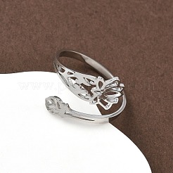 304 Stainless Steel Cuff Rings for Women&nbsp;RJEW-F195-01P