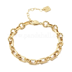 Brass Oval & Twist Ring Link Chain Bracelets for Women&nbsp;BJEW-F531-06G