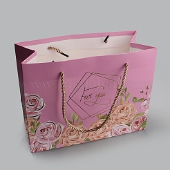 4Pcs 4 Colors Flower Print Paper Handbags&nbsp;ABAG-WH0045-15