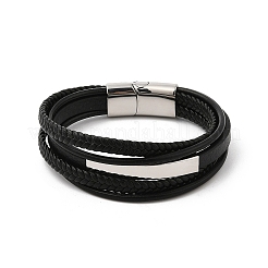 Braided Leather Cord Multi-strand Bracelets for Men&nbsp;BJEW-Z081-12P
