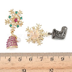 Christmas Alloy Rhinestone Dangle Stud Earrings&nbsp;EJEW-F399-01G