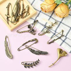 15Pcs 15 Styles Alloy Brooch Pins&nbsp;JEWB-CJ0003-15