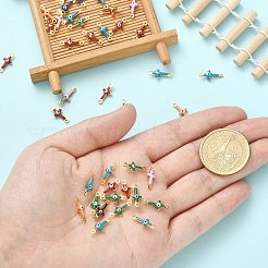 50Pcs Brass Enamel Connector Charms&nbsp;KK-CJ0001-82