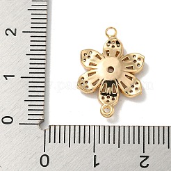 Brass Pave Clear Cubic Zirconia Flower Links Connector Charms&nbsp;KK-K378-24G