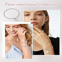 1Pc Heart 304 Stainless Steel Charm Bracelets&nbsp;BJEW-LP0001-14