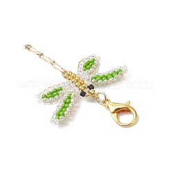 Dragonfly Glass Seed Beaded Pendant Decorations&nbsp;HJEW-MZ00387