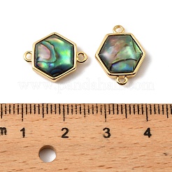 Natural Paua Shell Hexagon Connector Charms&nbsp;KK-G538-46G