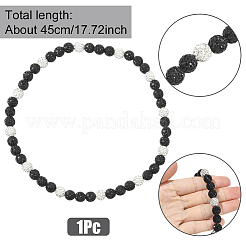 1Pc Polymer Clay Rhinestone Round Beaded Stretch Necklaces&nbsp;NJEW-SP0001-14H