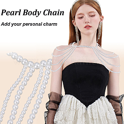 Imitation Pearl Round Beaded Shoulder Body Chains for Women&nbsp;AJEW-WH0816-462P