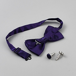 Polyester Pocket Towel Accessories & Bowknot Ties & Iron Cuffinks Sets&nbsp;AJEW-WH20007-78C