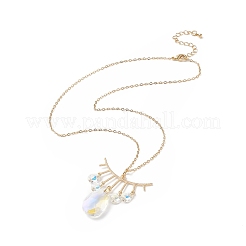 Teardrop Glass Pendant Necklace&nbsp;NJEW-JN04231