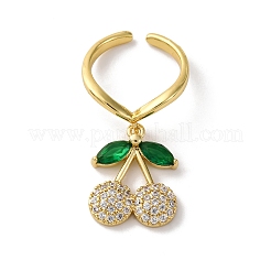 Brass Micro Pave Cubic Zirconia Open Cuff Rings for Women&nbsp;RJEW-U057-15G