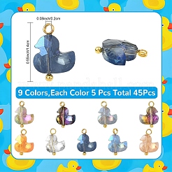 45Pcs 9 Colors Glass Charms&nbsp;PALLOY-YW00136