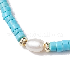 Natural Howlite and Pearl Beads Btacelets&nbsp;BJEW-JB10681-07