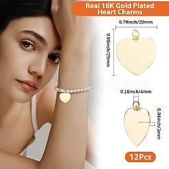 12Pcs Brass Heart Charms&nbsp;KK-BBC0027-76G