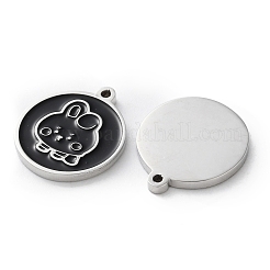 304 Stainless Steel Black Enamel Charms&nbsp;STAS-M102-17P-03