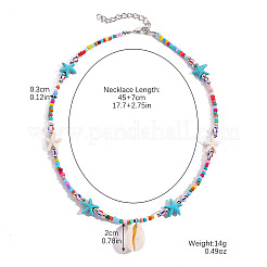 Summer Beach Natural Shell Pendant Glass Seed Beaded Necklaces for Women&nbsp;FS-WGEF253-02