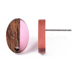 Resin & Walnut Wood Stud Earring Findings&nbsp;MAK-N032-004A-A04