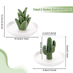 2Pcs 2 Styles Cactus Aloe Porcelain Jewelry Plates&nbsp;DJEW-PH0001-58