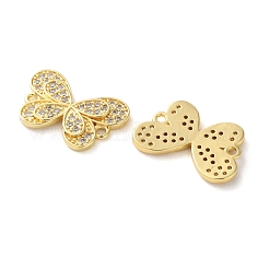 Rack Plating Brass Cubic Zirconia Butterfly Connector Charms&nbsp;KK-C084-31A-G01