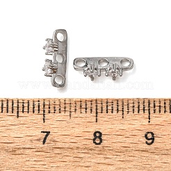 Brass Pave Clear Cubic Zirconia 3-Hole Spacer Bars&nbsp;KK-K422-21P