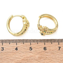 Brass Micro Pave Cubic Zirconia Hoop Earrings&nbsp;KK-EK0712-29G