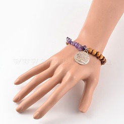 Round Wood Beaded Stretch Bracelets&nbsp;BJEW-JB02175