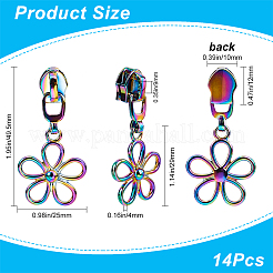 14Pcs Flower #5 Zinc Alloy Replacement Zipper Sliders&nbsp;FIND-GF0005-70C