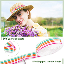 10 Yards Polycotton Striped Ribbon&nbsp;OCOR-WH0003-023