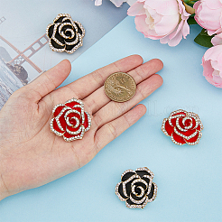 4Pcs 2 Colors Cryatal Rhinestone Flower Brooch Pin&nbsp;JEWB-HY0001-08