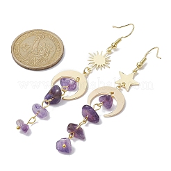 Moon & Sun & Star Brass Asymmetrical Earrings&nbsp;EJEW-JE05461-01