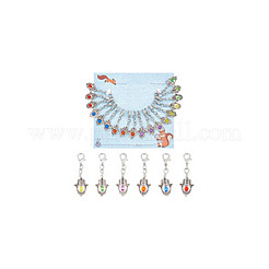 18Pcs 6 Colors Hamsa Hand Alloy Locking Stitch Marker&nbsp;HJEW-AB00618