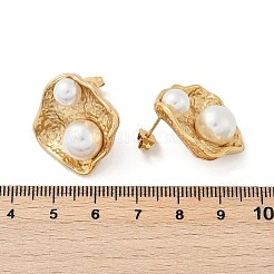 304 Stainless Steel Shell Shape Stud Earrings&nbsp;EJEW-M073-13G-01